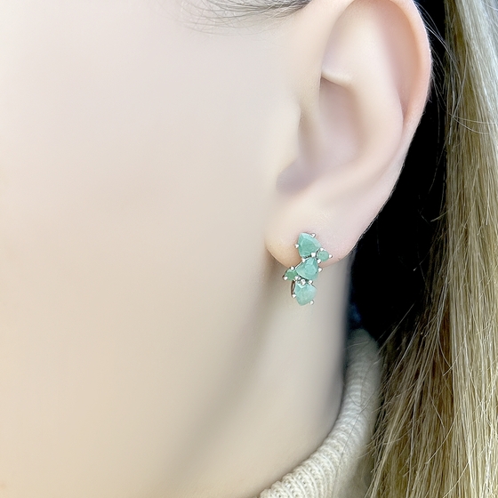 Срібні сережки зі смарагдом 1,28 карата