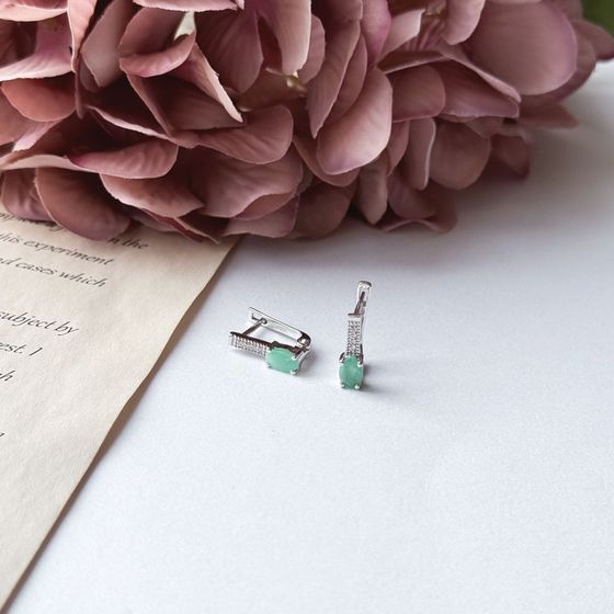 Срібні сережки зі смарагдом 0.538ct