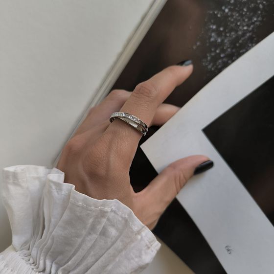 Silver ring with yemallu, fianites