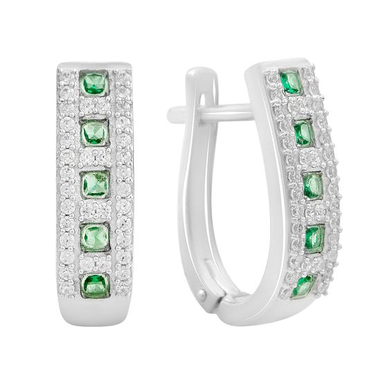 Silver earrings with emerald nano 1.102ct
