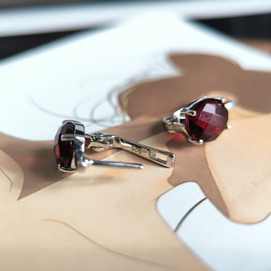 Срібні сережки з гранатом nano 4.45ct