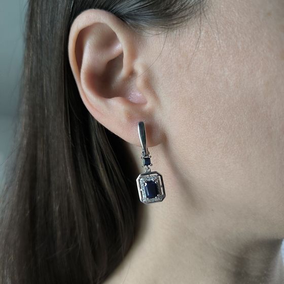 Срібні сережки з сапфіром 2.922ct