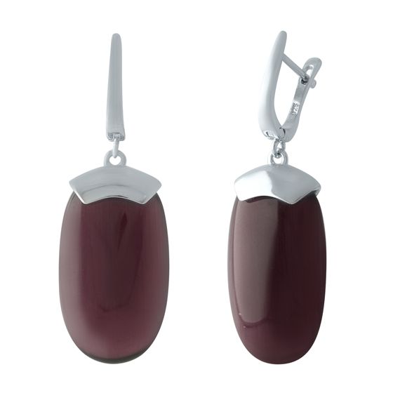 Серебряные серьги с кошачьим глазом