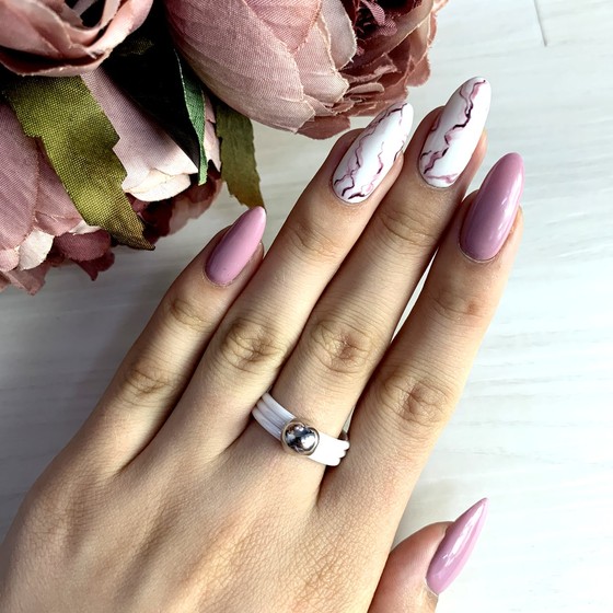 Silver ring with ceramics