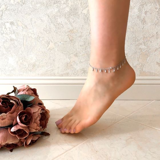 Срібний браслет на ногу без каменів