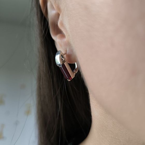 Silver earrings with garnet nano 4.351ct