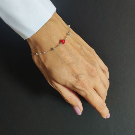 Silver bracelet with coral