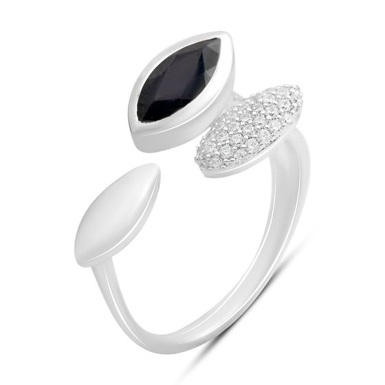 Срібна каблучка з сапфіром 1.73ct, фіанітами