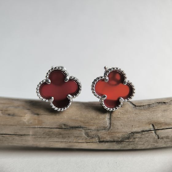 Silver earrings with agate