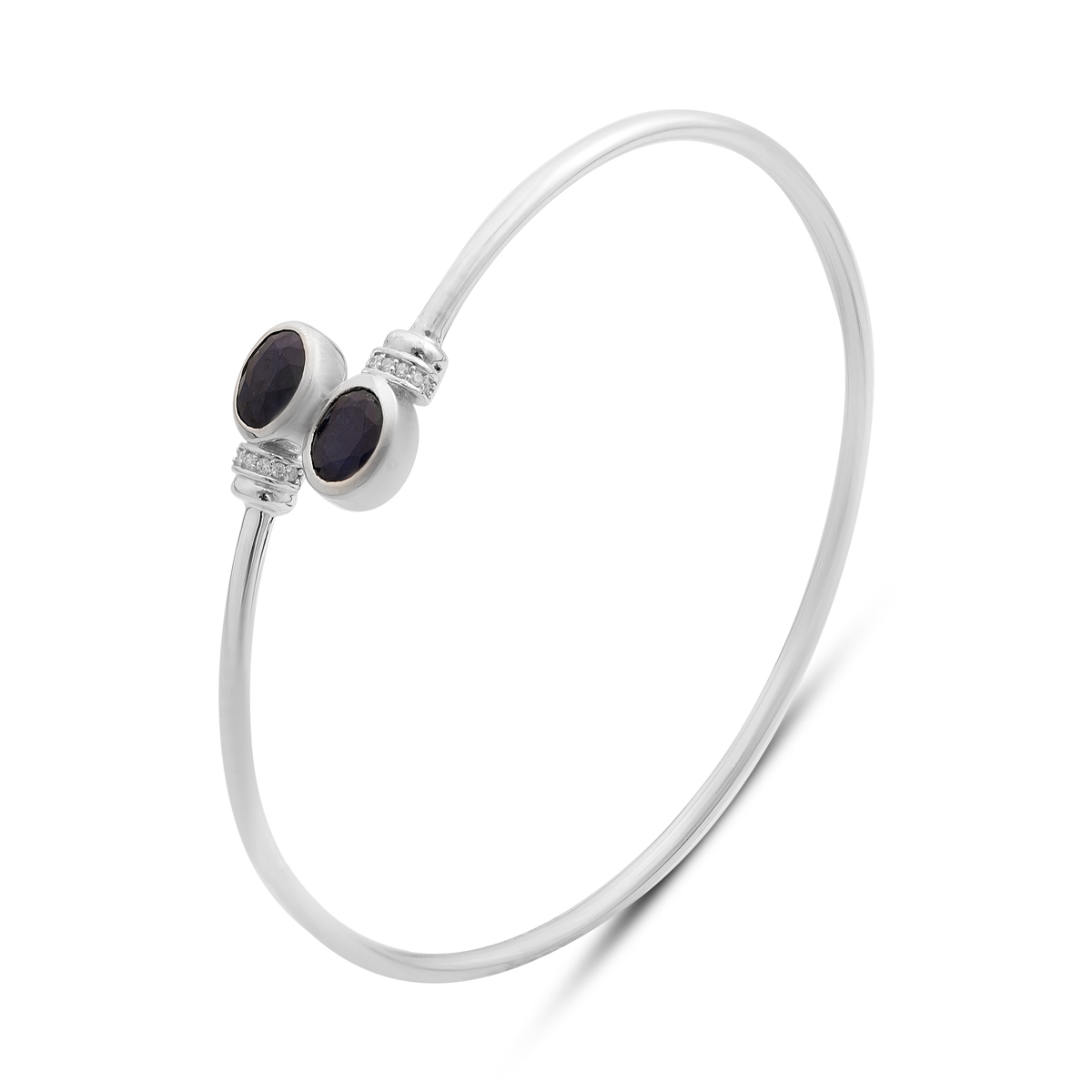 Срібний браслет з сапфіром 3.171ct, фіанітами