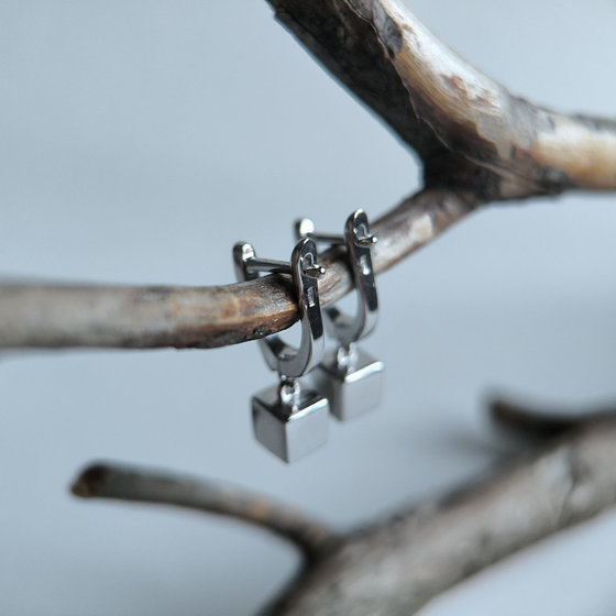 Silver earrings without stones