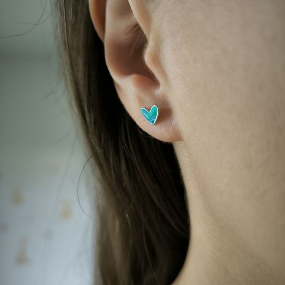 Срібні сережки з емаллю