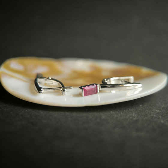 Silver Earrings with a 0.84-carat Ruby