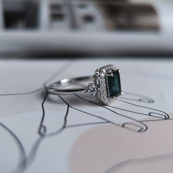 Silver ring with London Blue topaz