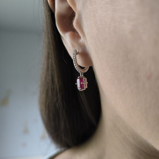 Срібні сережки з рубіном 1.548ct