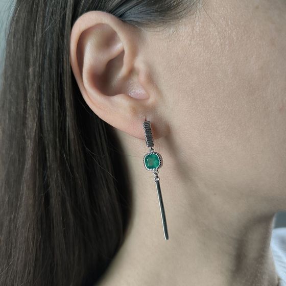 Срібні сережки з агатом 1.55ct