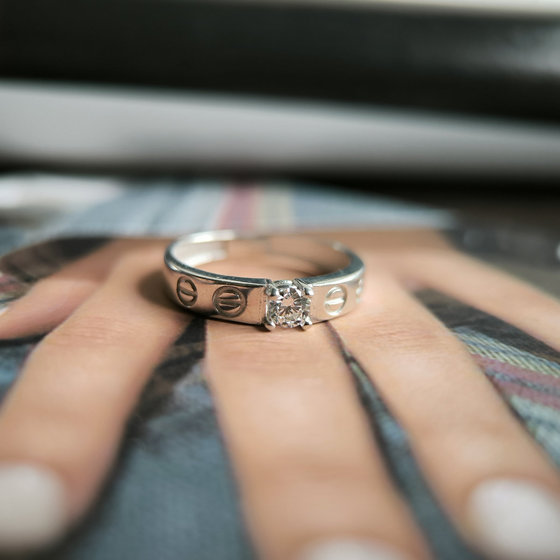 Silver ring with cubic zirconia
