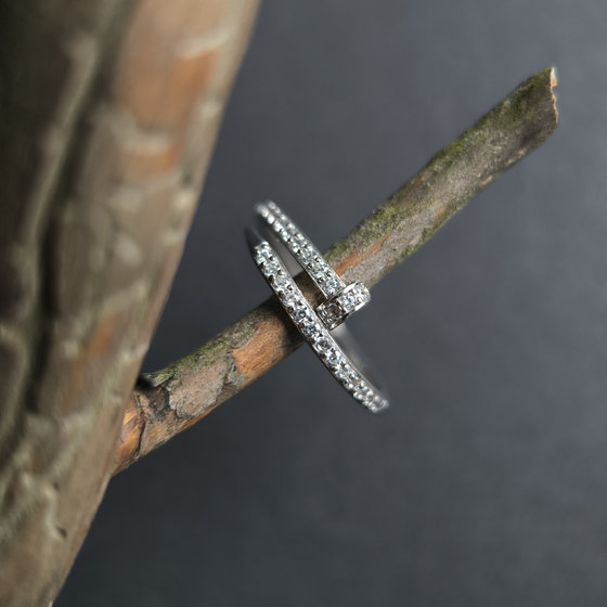 Silver ring with cubic zirconia