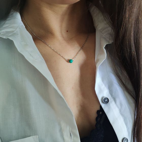 Silver necklace with turquoise