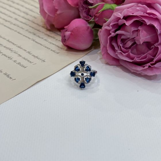 Silver ring with sapphire nano 1.578ct