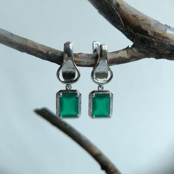 Срібні сережки з агатом 3.688ct