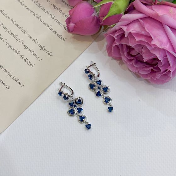 Silver earrings with sapphire nano 3.155ct
