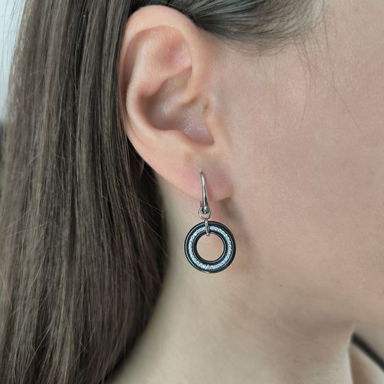 Silver earrings with , ceramics