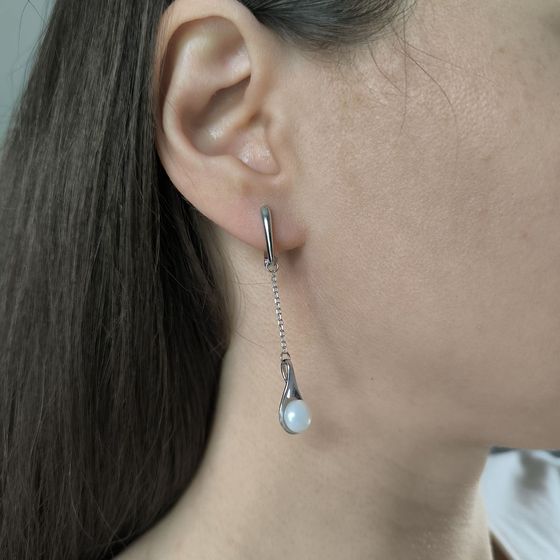 Срібні сережки з перлами