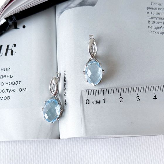 Серебряные серьги с топазом 12.97ct