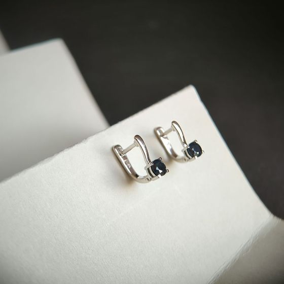 Серебряные серьги с сапфиром 1.292ct