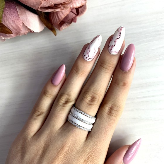 Silver ring with ceramics