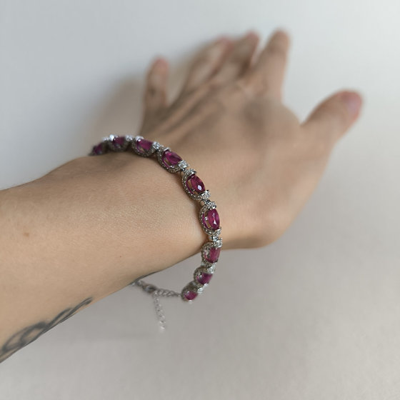 Срібний браслет з рубіном 13,66 карат