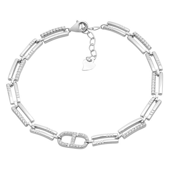 Silver bracelet with cubic zirconia