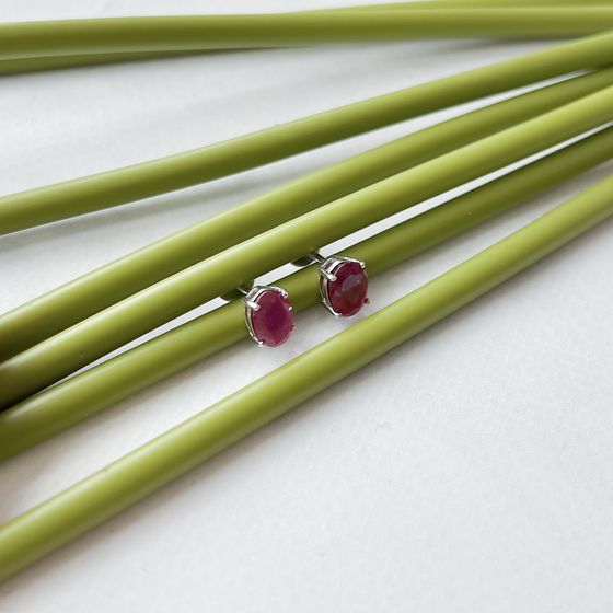 Silver Earrings with a Ruby