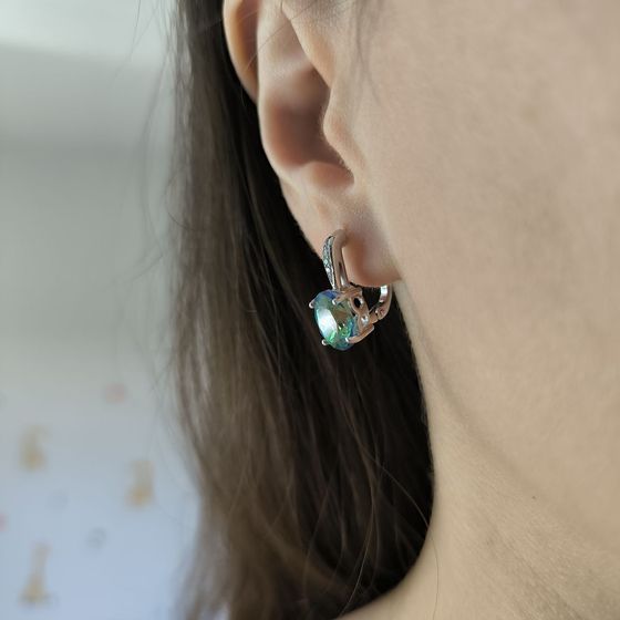Серебряные серьги с мистик топазом 3.558ct