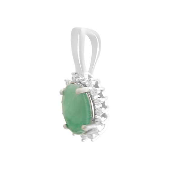 Silver pendant with an emerald and cubic zirconia