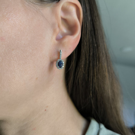 Серебряные серьги с сапфиром 2.04ct