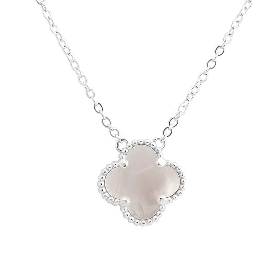 Silver necklace with mother-of-pearl