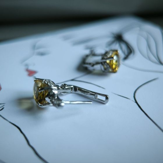 Silver Earrings with Citrine (nano)