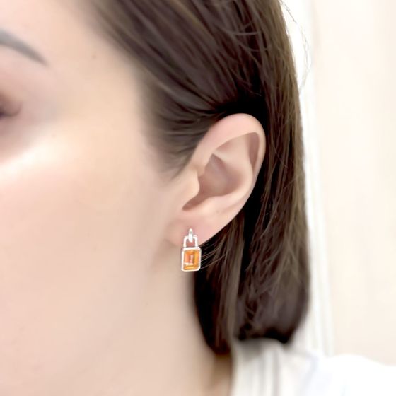 Срібні сережки із золотим кварцом 3.45ct