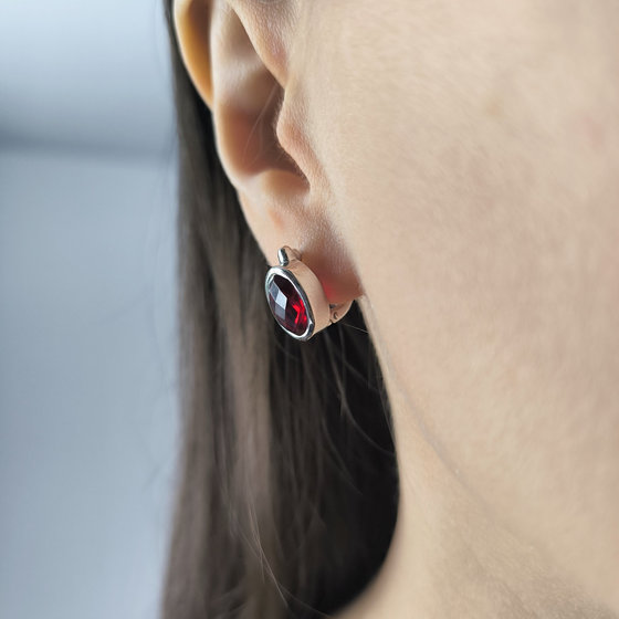 Срібні сережки з гранатом nano 4.33ct