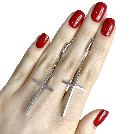 Silver earrings without stones