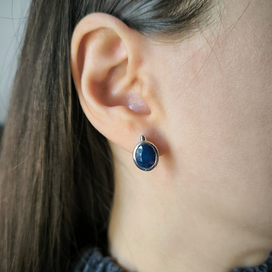 Срібні сережки з сапфіром 6.438ct