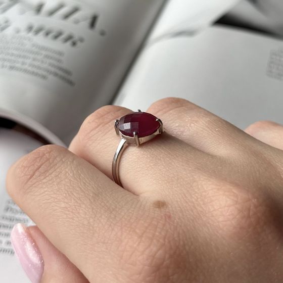 Silver ring with ruby