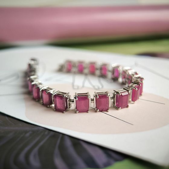 Silver bracelet with ruby