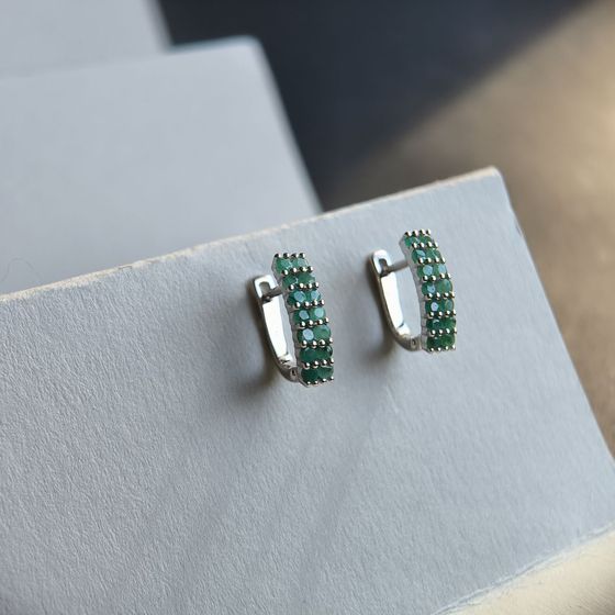 Серебряные серьги с изумрудом 1.253ct