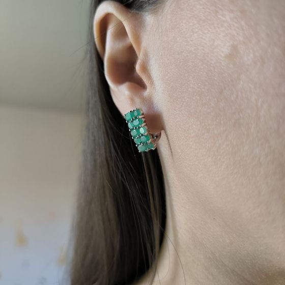 Срібні сережки зі смарагдом 3.628ct