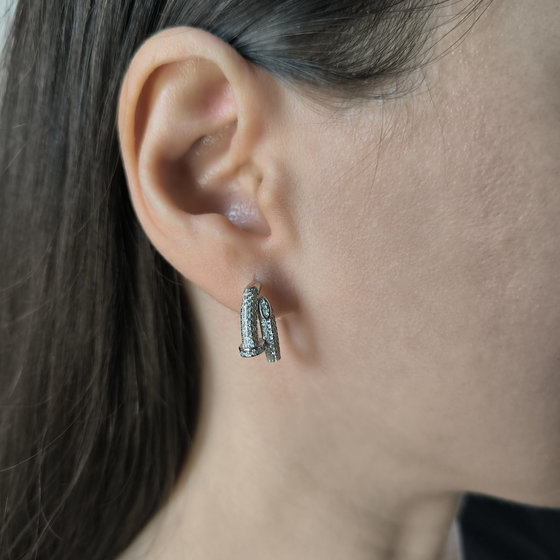 Silver earrings with cubic zirconia
