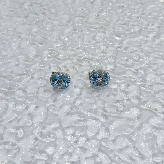 Срібні сережки з топазом 12,432 карата та фіанітами