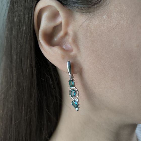 Срібні сережки з містик топазом 2.11ct